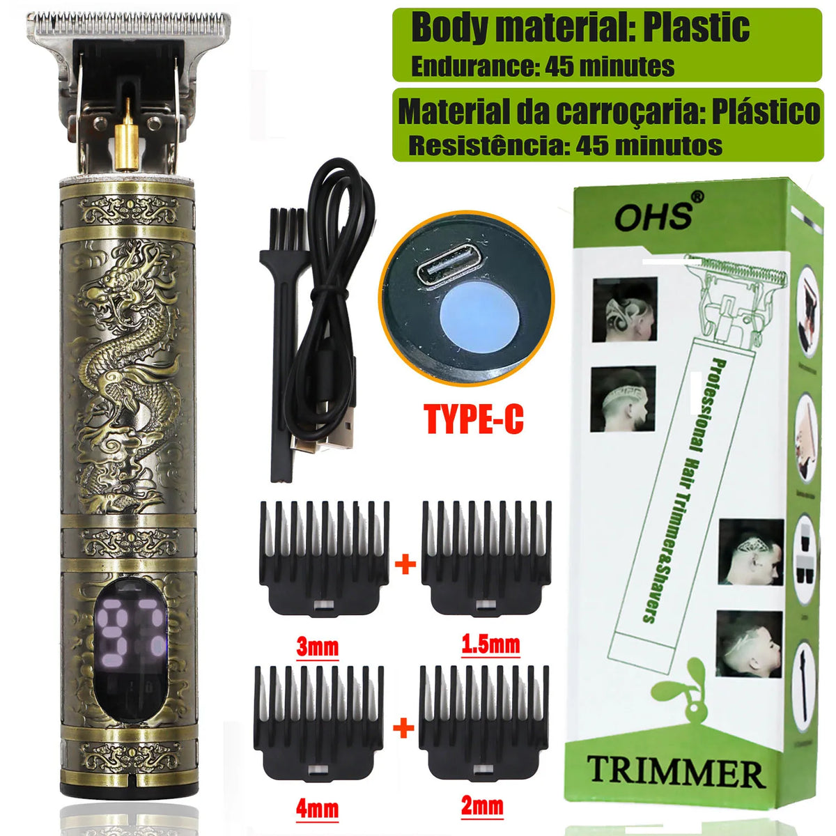 Recortadora T9 Inalámbrica Para Perfilar Barba Y Cabello