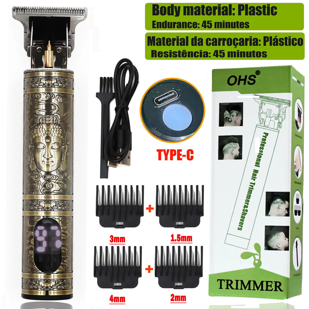 Recortadora T9 Inalámbrica Para Perfilar Barba Y Cabello