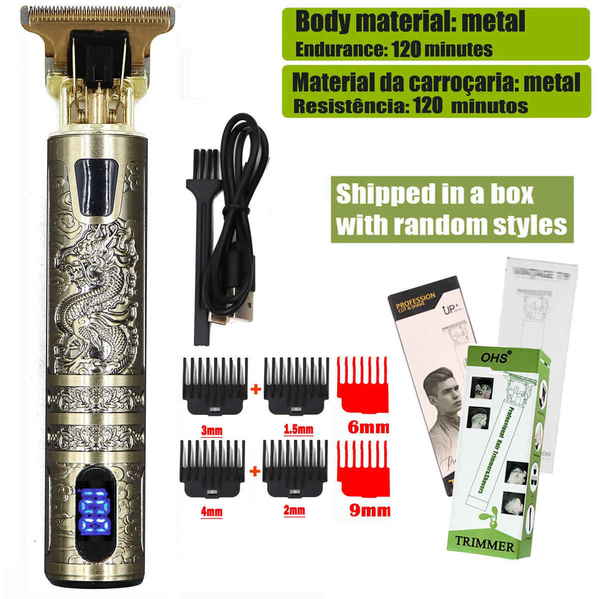 Recortadora T9 Inalámbrica Para Perfilar Barba Y Cabello