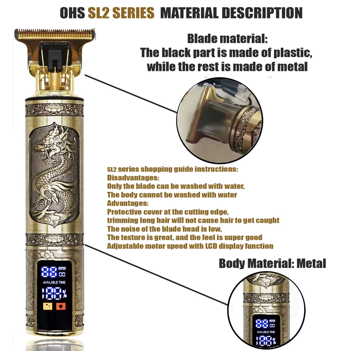Recortadora T9 Inalámbrica Para Perfilar Barba Y Cabello