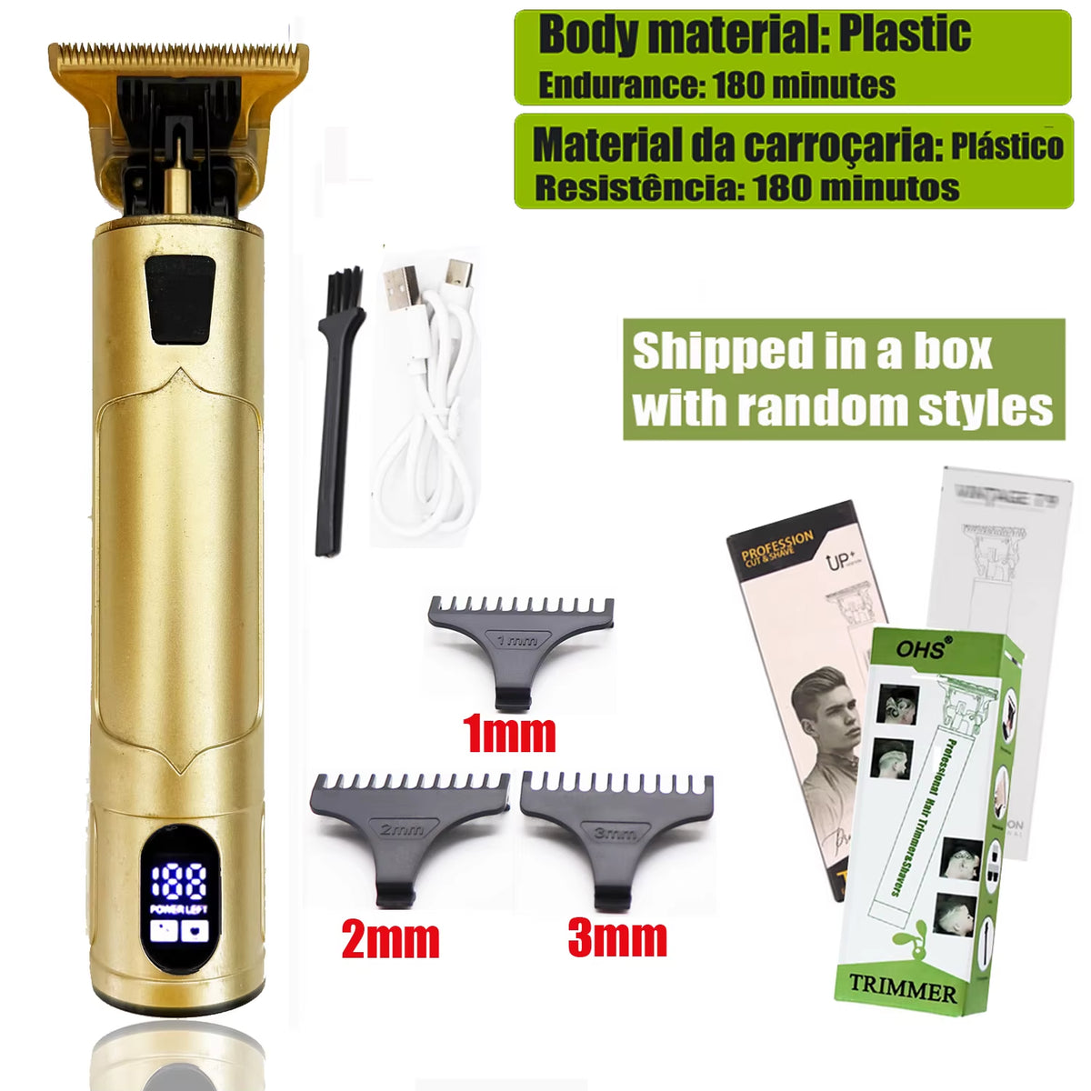 Recortadora T9 Inalámbrica Para Perfilar Barba Y Cabello